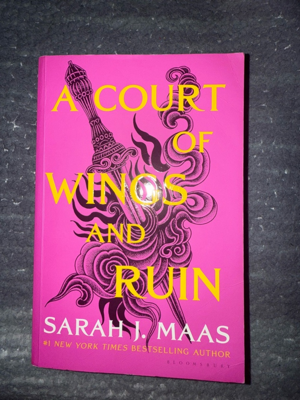A Court of Wings and Ruin by Sarah J. Maas - Pink & Yellow Paperback